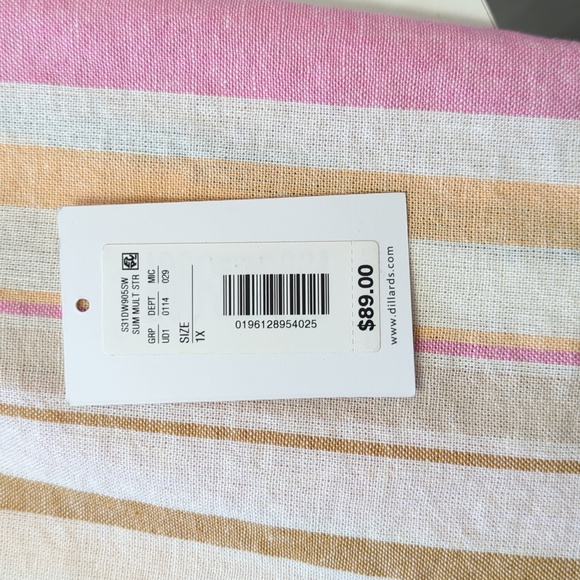 Westbound Multi Colored Vertical Linen Blend Midi Dress Size 1X - Picture 13 of 14